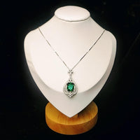 Emerald Necklace Diamond Royal Spirit Flower Jewelry 5 Ct Radiant Cut Created Emerald Pendant - 18KGP Sterling Silver Emerald Jewelry #985