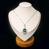 Emerald Necklace Diamond Royal Spirit Flower Jewelry 5 Ct Radiant Cut Created Emerald Pendant - 18KGP Sterling Silver Emerald Jewelry #985