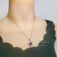 Genuine Amethyst Necklace - Sterling Silver Large Life of Flower 3 CT Natural Amethyst Necklace #781