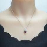 Spessartite Garnet Necklace - 9mm orange red heart Pendant - 18kgp @ Sterling Silver - adjustable chain - 3 ct Orange Garnet jewelry #607