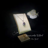 Rainbow Mystic Topaz Necklace - Pink Tourmaline Surrounded Halo - Teardrop Solitaire Pear Cut Mystic Topaz Pendant - 18kgp 925 Silver #967