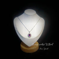 Genuine Amethyst Necklace - Sterling Silver Large Life of Flower 3 CT Natural Amethyst Necklace #781