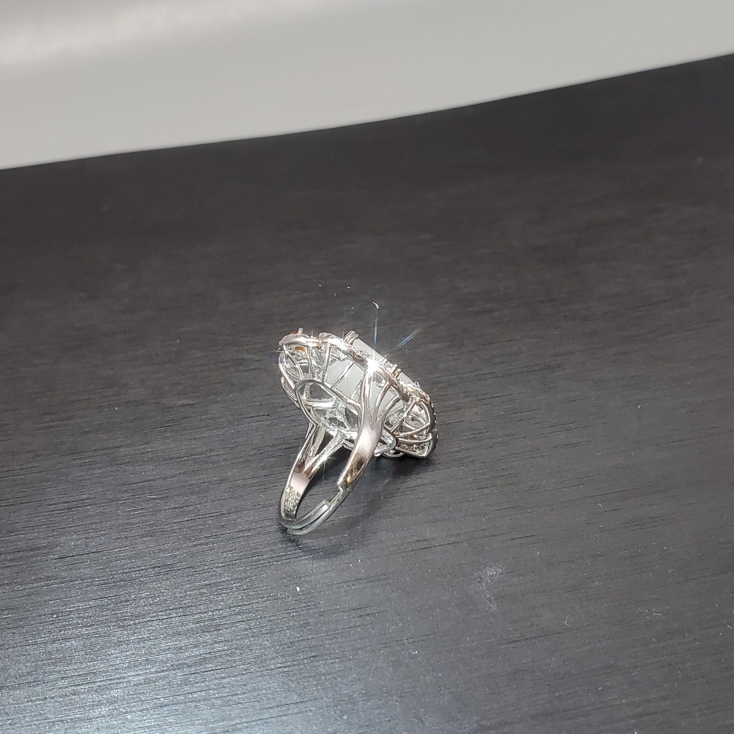 Genuine White Jade Ring Sterling Silver Jade Jewelry 1075