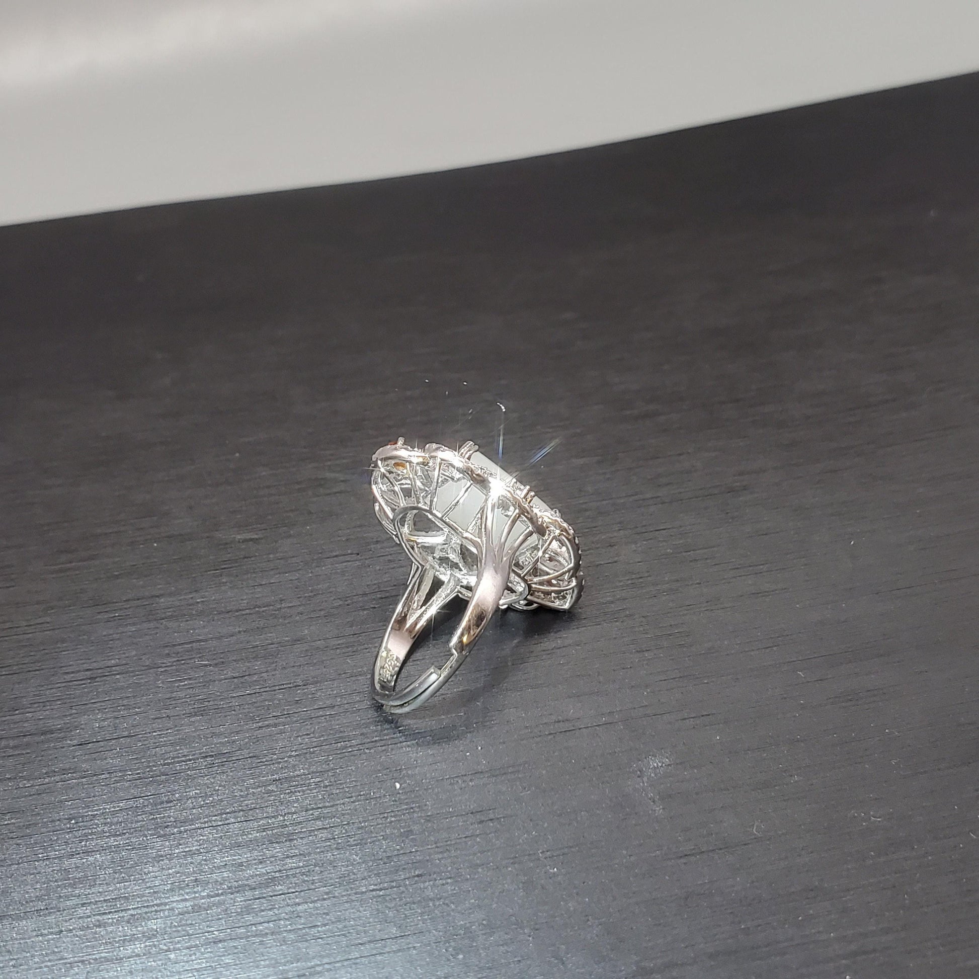 Genuine White Jade Ring Sterling Silver Jade Jewelry 1075