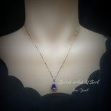 Rainbow Mystic Topaz Necklace - Pink Tourmaline Surrounded Halo - Teardrop Solitaire Pear Cut Mystic Topaz Pendant - 18kgp 925 Silver #967