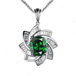 Green Emerald Necklace Gemstone Milky Way Spiral Pendant 18KGP Sterling Silver 2.8 CT Galaxy Energy Vortexes Windmill Emerald Jewelry #849