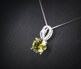 8mm 2ct Round Peridot Necklace - Sterling Silver Halo Lab Created Peridot Pendant - Halo Green August Birthstone Jewelry 087