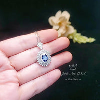 Tanzanite Necklace - 925 Sterling Silver Gemstone Spiral Swirl Gorgeous Lab created Energic Tanzanite Gemstone #795
