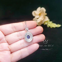 Tanzanite Necklace - 925 Sterling Silver Gemstone Spiral Swirl Gorgeous Lab created Energic Tanzanite Gemstone #795