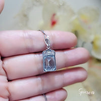 Aquamarine Necklace sterling silver faceted Rectangle Blue Aquamarine pendant #707