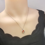 Red Orange Sunstone Necklace Spessartite Garnet Necklace - Sterling Silver Tangerine Sapphire Leaf Orange Gemstone Jewelry #271