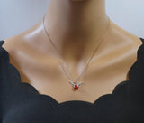Orange Sunstone Necklace - High Quality Sterling Silver 2 CT Red Orange Spessartite Garnet Deer Antler Necklace #273