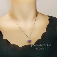Fire Purple Opal Necklace - Gemstone Sun Style Full Sterling Silver #677