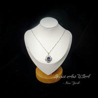 Large Mystic Topaz Necklace 4.5 ct -Sterling Silver White Gold Flower Of Life Pendant #551