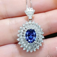 Tanzanite Necklace - 925 Sterling Silver Gemstone Spiral Swirl Gorgeous Lab created Energic Tanzanite Gemstone #795