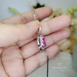 Large Pink Tourmaline Necklace- Sterling Silver Gemstone Flower OF Life Pendant - Oval 4 ct Wedding Bridal Pendant #630