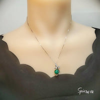 Natural Green Malachite Phoenix Necklace White Gold plated Sterling Silver Bird Pendant #559