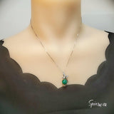 Natural Green Malachite Phoenix Necklace White Gold plated Sterling Silver Bird Pendant #559