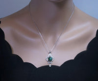 Malachite Necklace 925 Sterling Silver High Quality - Natural Green Malachite Pendant - Silver Flower Tassel Malachite Jewelry #501
