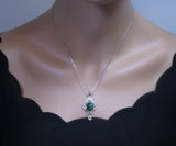 Malachite Necklace 925 Sterling Silver High Quality - Natural Green Malachite Pendant - Silver Flower Tassel Malachite Jewelry #501