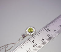 Genuine Peridot Necklace - Sterling Silver Green Peridot Flower Necklace Diamond 18k white gold 1079