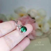 8mm Emerald Necklace - 18KGP Sterling Silver - Swan Pendant - May Birthstone Luxury Simple Emerald Jewelry - Swan Necklace 1072