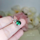 8mm Emerald Necklace - 18KGP Sterling Silver - Swan Pendant - May Birthstone Luxury Simple Emerald Jewelry - Swan Necklace 1072