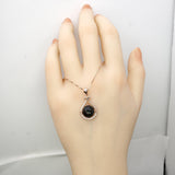 Black Onyx Necklace - Rose Gold coated 925 Sterling Silver Black Agate - Pendant High Frequency Protective Energy Root Chakra Healing #147