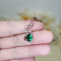 8mm Emerald Necklace - 18KGP Sterling Silver - Swan Pendant - May Birthstone Luxury Simple Emerald Jewelry - Swan Necklace 1072