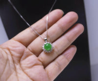8 mm Green Jade Necklace Sterling Silver Princess Diana Style Sunflower Star Green Jade Pendant #248