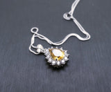 Citrine Necklace - Solitaire Yellow Gemstone 925 sterling silver teardrop pear Natural Citrine pendant #358
