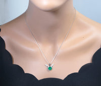 Emerald Necklace - Sterling Silver Deer Antler Necklace - 18kGP - 8 MM 2 CT Round Cut Green Emerald Jewelry #460