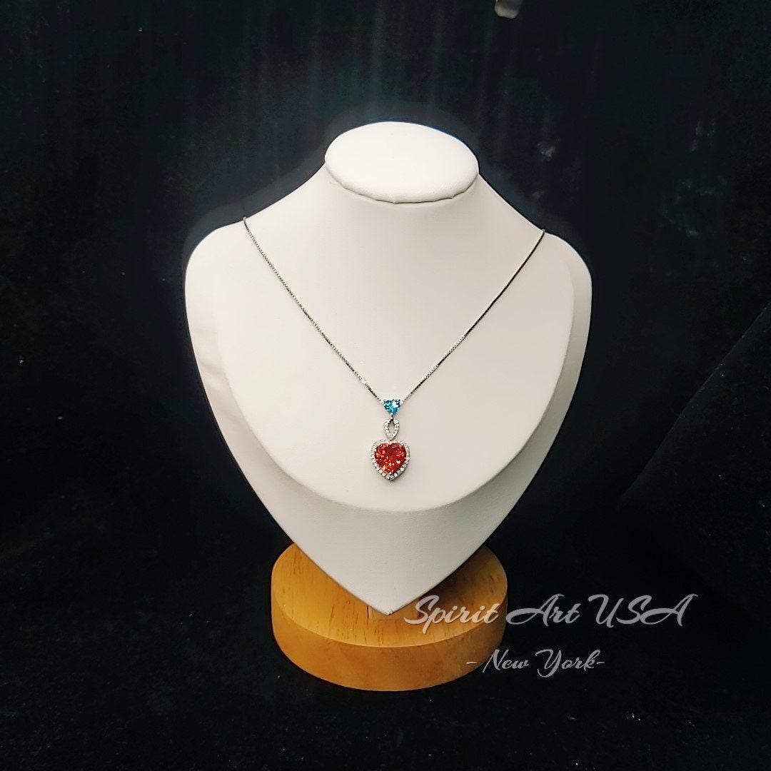 Sunstone Sun stone necklace Double Heart Orange Gemstone Necklace - Sterling Silver Adjustable Chain jewelry #738