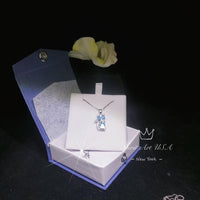 Aquamarine Necklace Sterling Silver Cat 1.5 Ct Kitty Sim Gemstone Blue Pendant White Gold Plated March Birthstone Pet Lover Jewelry #218