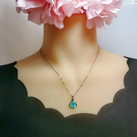 Blue Paraiba Necklace - Sterling Silver - Paraiba Tourmaline Jewelry - White Gold Blue Gemstone Pendant - Simple 18KGP Jewelry #010
