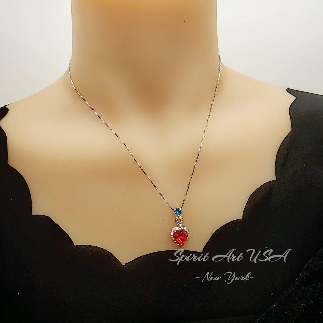Sunstone Sun stone necklace Double Heart Orange Gemstone Necklace - Sterling Silver Adjustable Chain jewelry #738