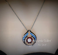 Spessartite Garnet Necklace - Hold My Heart Pendant - 18kgp @ Sterling Silver - 2 CT Round Cut Red Orange Garnet Pendant #590