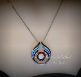 Spessartite Garnet Necklace - Hold My Heart Pendant - 18kgp @ Sterling Silver - 2 CT Round Cut Red Orange Garnet Pendant #590