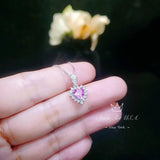 Tiny Pink Heart Necklace - pink Sapphire Tourmaline Necklace sterling silver 022