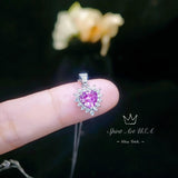 Tiny Pink Heart Necklace - pink Sapphire Tourmaline Necklace sterling silver 022