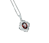 Blue Sapphire Pendant Sterling Silver Gemstone Flower OF Life Ruby Necklace - Birthstone Pink Sapphire Sunstone garnet Citrine Jewelry 192