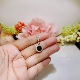 Black Onyx Necklace Round Full 925 Sterling Silver -Teardrop Dainty Root Chakra Healing- Protective Black Onyx Pendant #281