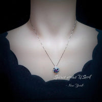 Genuine Amethyst Necklace - Tiny Square Scissor Cut Natural Amethyst Pendant - 18KGP @ Sterling Silver - February Birthstone #416