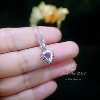Tiny Pink Heart Necklace - pink Sapphire Tourmaline Necklace sterling silver 022