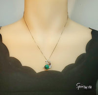 Genuine Malachite Necklace , Sterling Silver Butterfly Pendant, Sim Gemstone White Gold Plated Natural Green Malachite Jewelry #388