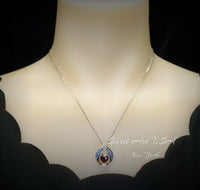 Spessartite Garnet Necklace - Hold My Heart Pendant - 18kgp @ Sterling Silver - 2 CT Round Cut Red Orange Garnet Pendant #590