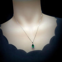 Marquise Style Emerald Necklace - 18kgp @ Sterling Silver - Large Emerald pendant Green Horse eye jewelry #959