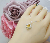 Blue Sapphire Pendant Sterling Silver Gemstone Flower OF Life Ruby Necklace - Birthstone Pink Sapphire Sunstone garnet Citrine Jewelry 192