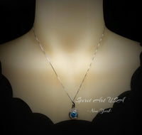 8mm Blue Topaz Necklace - 18KGP @ Sterling silver - 2 CT Swiss Blue Phoenix Style Topaz Pendant #694
