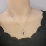 Pink Tourmaline Necklace - Life Spiral 1.8 CT Pink Tourmaline Pendant - Spiritual Gemstone Flower - Double Halo Swirl Infinity Jewelry #734